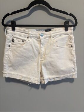 AG Adriano Goldschmied White Frayed Hem The Hailey ex-boyfriend roll-up short